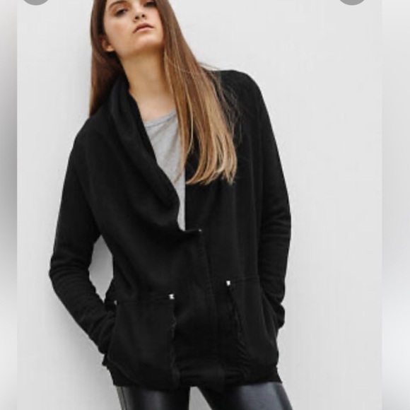 Wilfred Aritzia charcoal  grey Rousseau cocoon hooded cardigan zipper pockets - Picture 3 of 16
